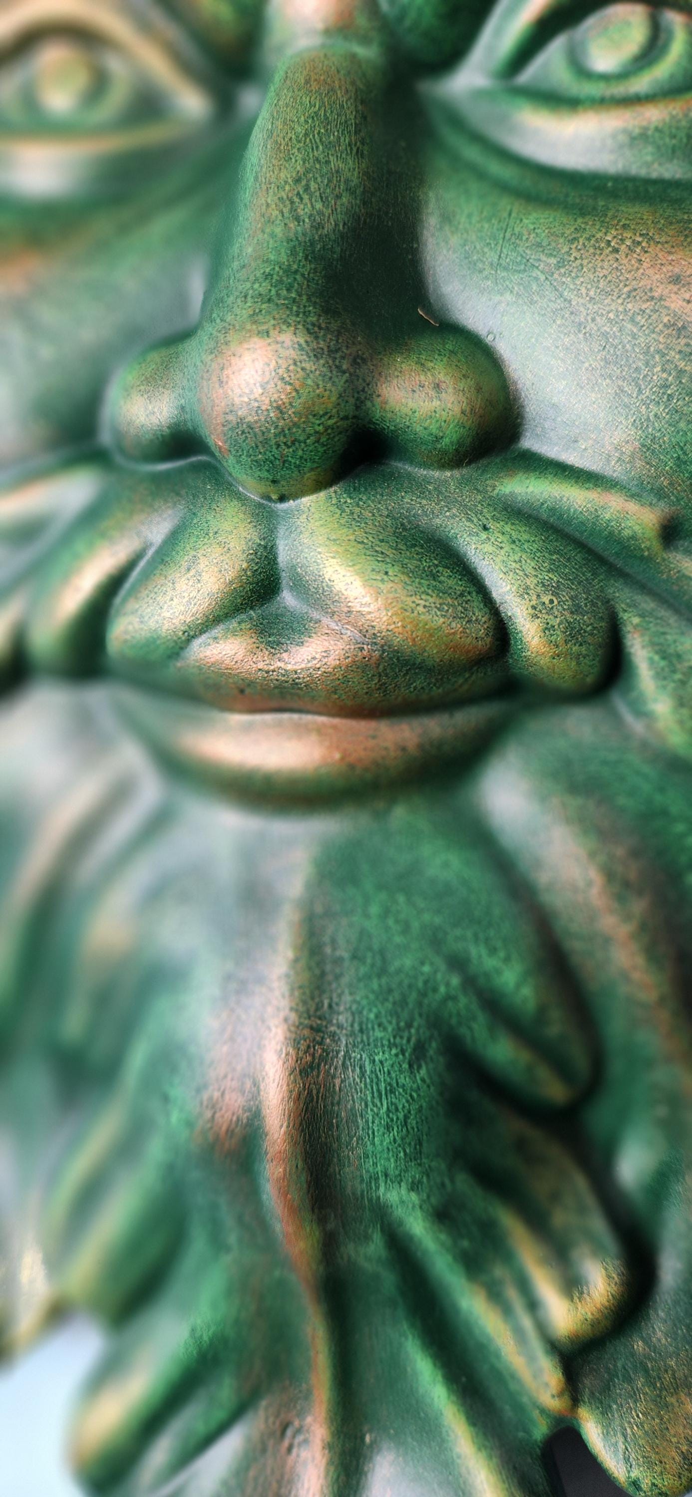 Leafman Greenman Nature Plaque: Handmade Copper & Gold Garden Wall Art Decor for Outdoor Spaces