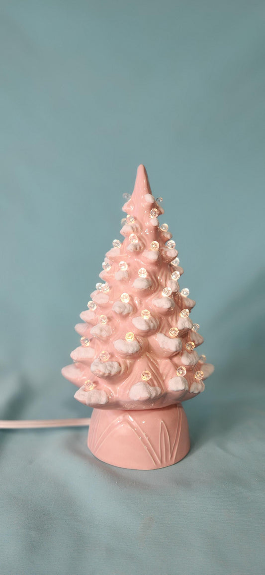 Pink Lipstick Boho Christmas Tree With Fired On Snow | Seely Style Tree | Free Shipping - Teresa's Ceramics