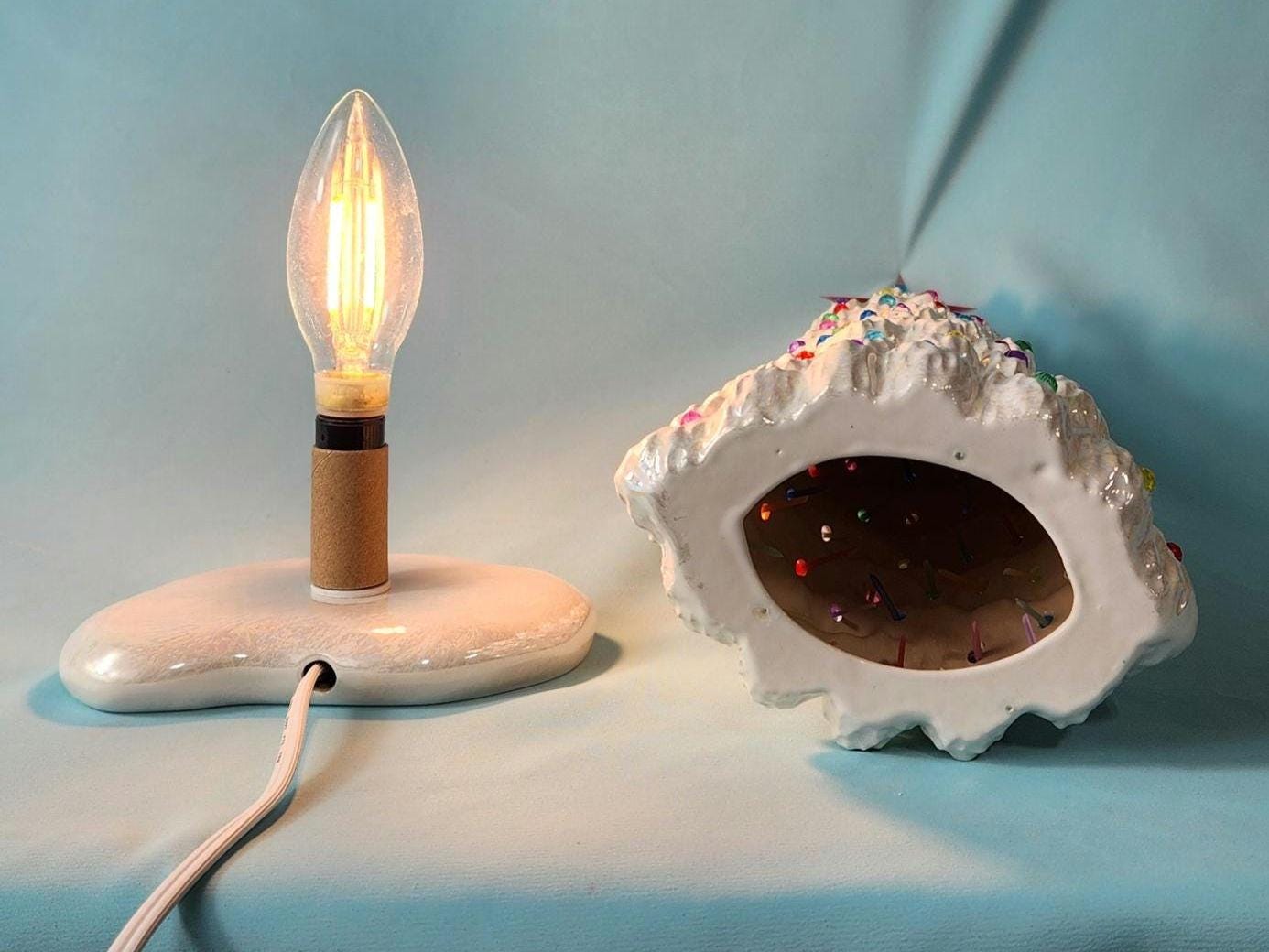 Slim White Mother of Pearl Ceramic Christmas Tree | 13 inches Lights Up | Free Shipping |Multicolor Lights | One of a Kind - Teresa's Ceramics