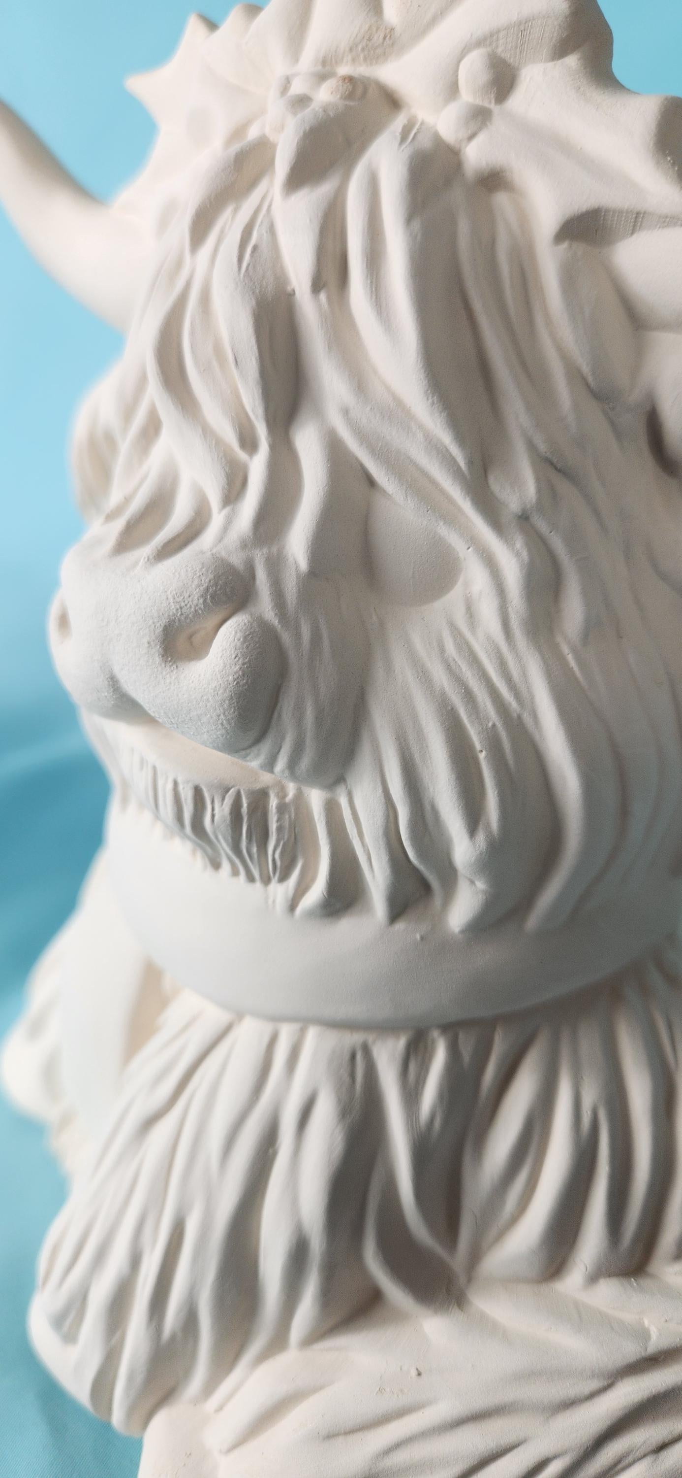 Highland Christmas Cows Ceramic Figurines: Unpainted Bisque Scottish Cattle Ornaments for DIY Crafts