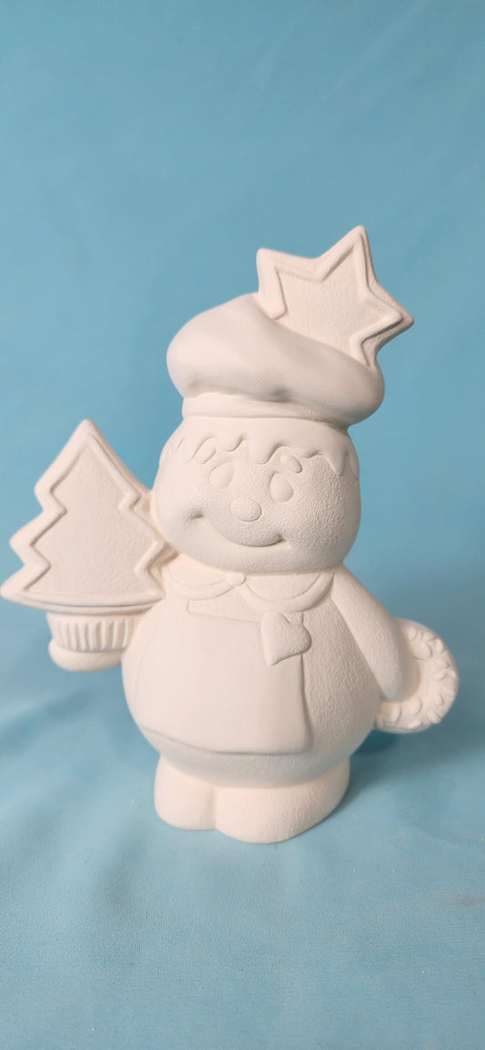 Ceramic Gingerbread Baker With Cute Tree Cookie | Holiday Decor | Christmas Cookie Decorator | Paint It Yourself DIY - Teresa's Ceramics