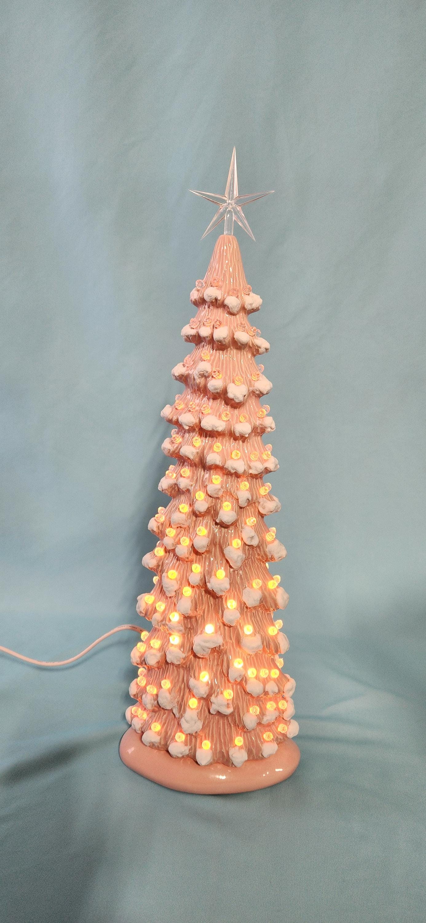 Pink Ceramic Christmas Tree | Slim Style | Snowy Pine | Free Shipping