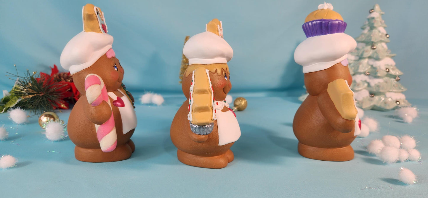 Set of 3 Christmas Gingerbread Bakers | Holiday Home Decor | Gingerbread Cookie People