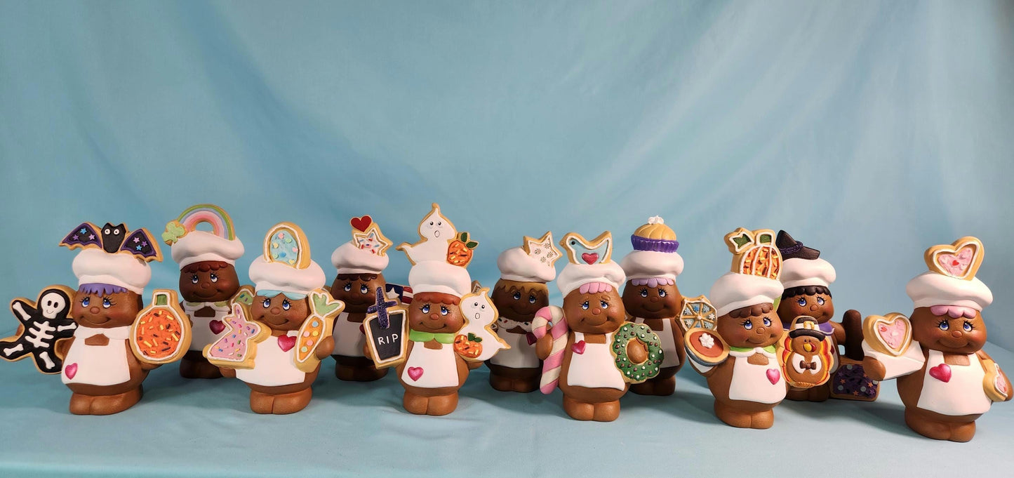 set of 11 gingerbread bakers mostly complete set