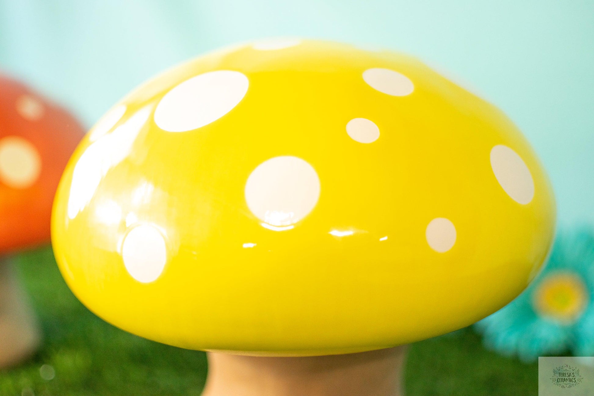 Jumbo Mushroom Art | Mushroom Garden Statue | Handmade Ceramic Art - Teresa's Ceramics