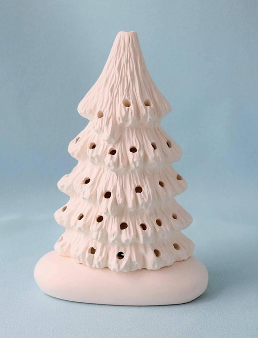 Ceramic Christmas tree in bisque - 5.75 inches tall - DIY - Teresa's Ceramics