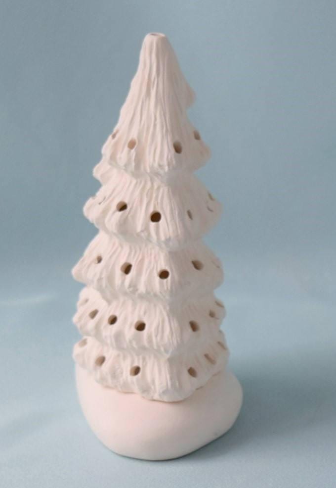 Ceramic Christmas tree in bisque - 5.75 inches tall - DIY - Teresa's Ceramics