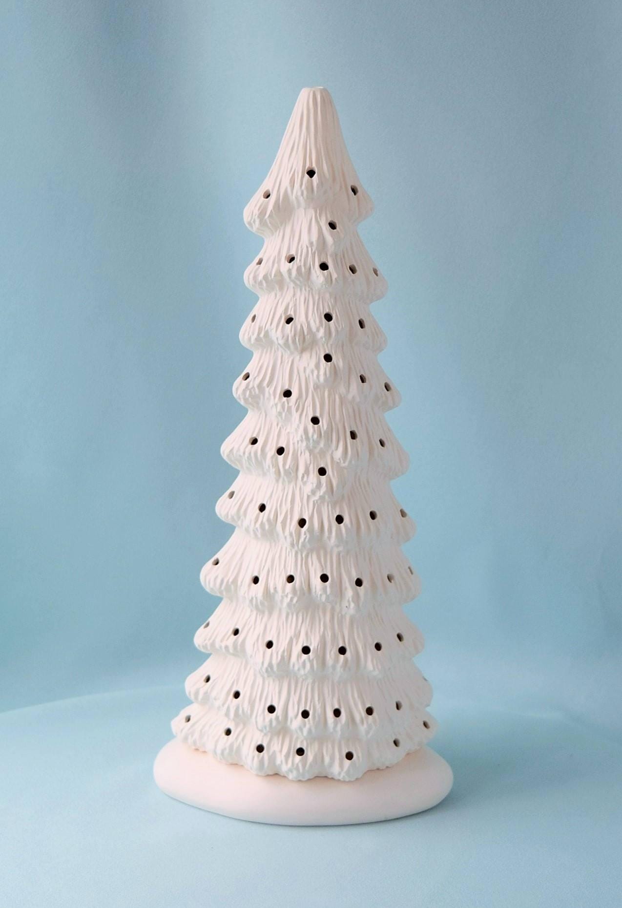 Ceramic Christmas tree in bisque - Slim Christmas Tree - 9 inches tall -  Tree - Ready to paint - Painting project - DIY ceramics - Teresa's Ceramics