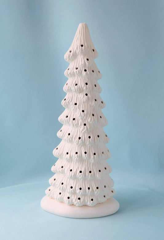 Ceramic Christmas tree in bisque - Slim Christmas Tree - 9 inches tall -  Tree - Ready to paint - Painting project - DIY ceramics - Teresa's Ceramics