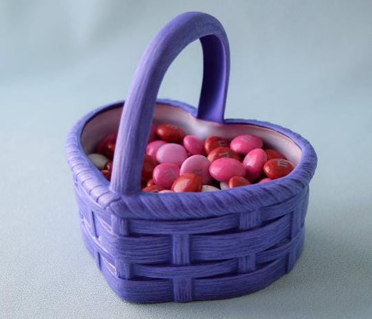Heart Basket | Purple Valentine Decor - Teresa's Ceramics