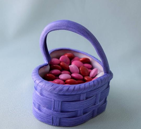 Heart Basket | Purple Valentine Decor - Teresa's Ceramics