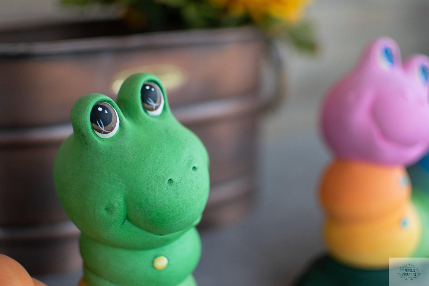 Large Rainbow Wormy | Garden Art Worm - Teresa's Ceramics