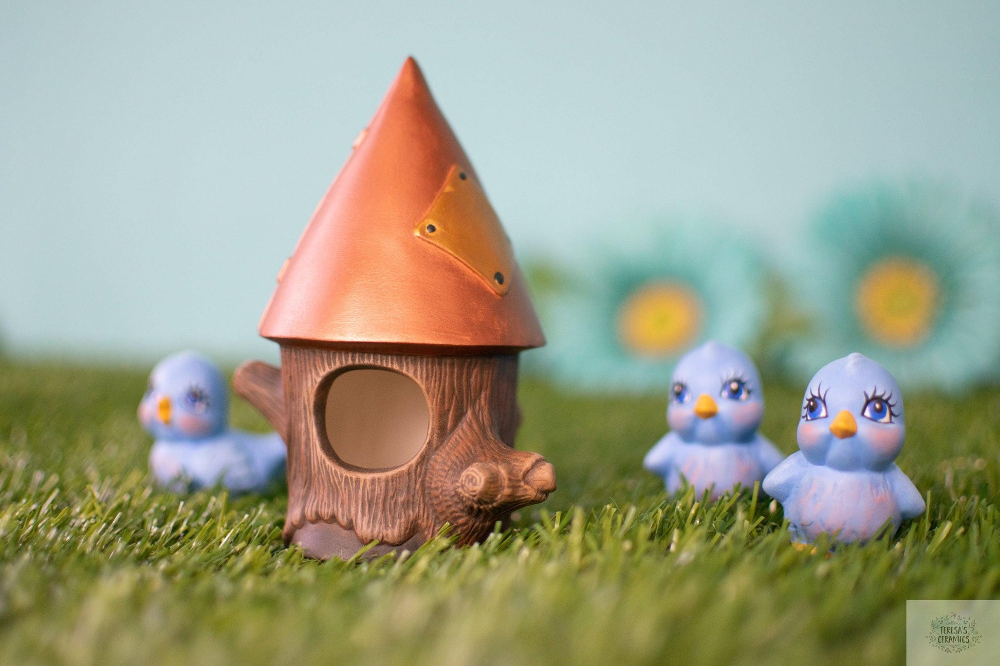 Ceramic Birdhouse | Birdhouse Garden Art | Yard Decor - Teresa's Ceramics