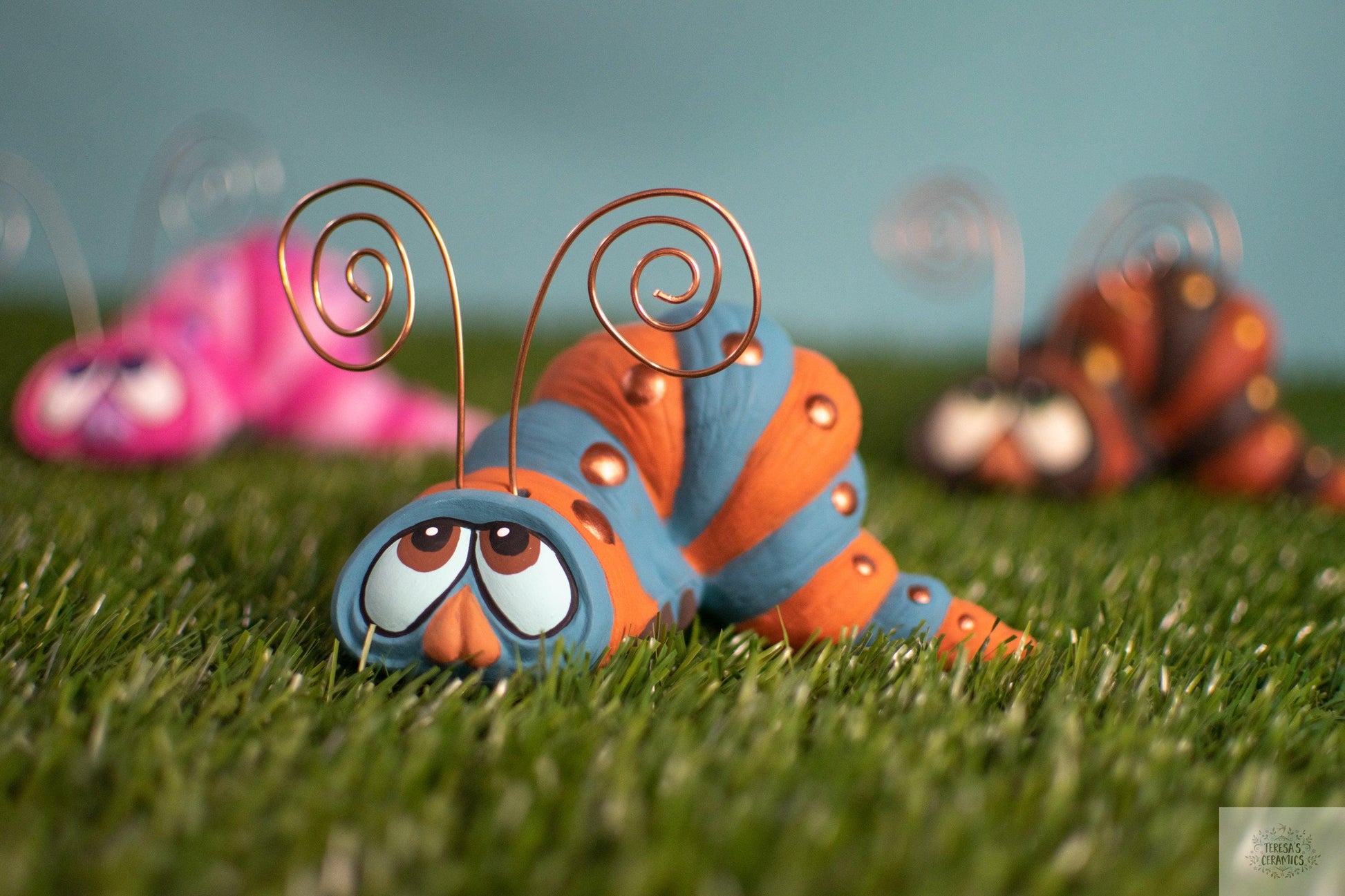 Boho Wormy | Whimsical Garden Worm | Caterpillar Yard Art - Teresa's Ceramics