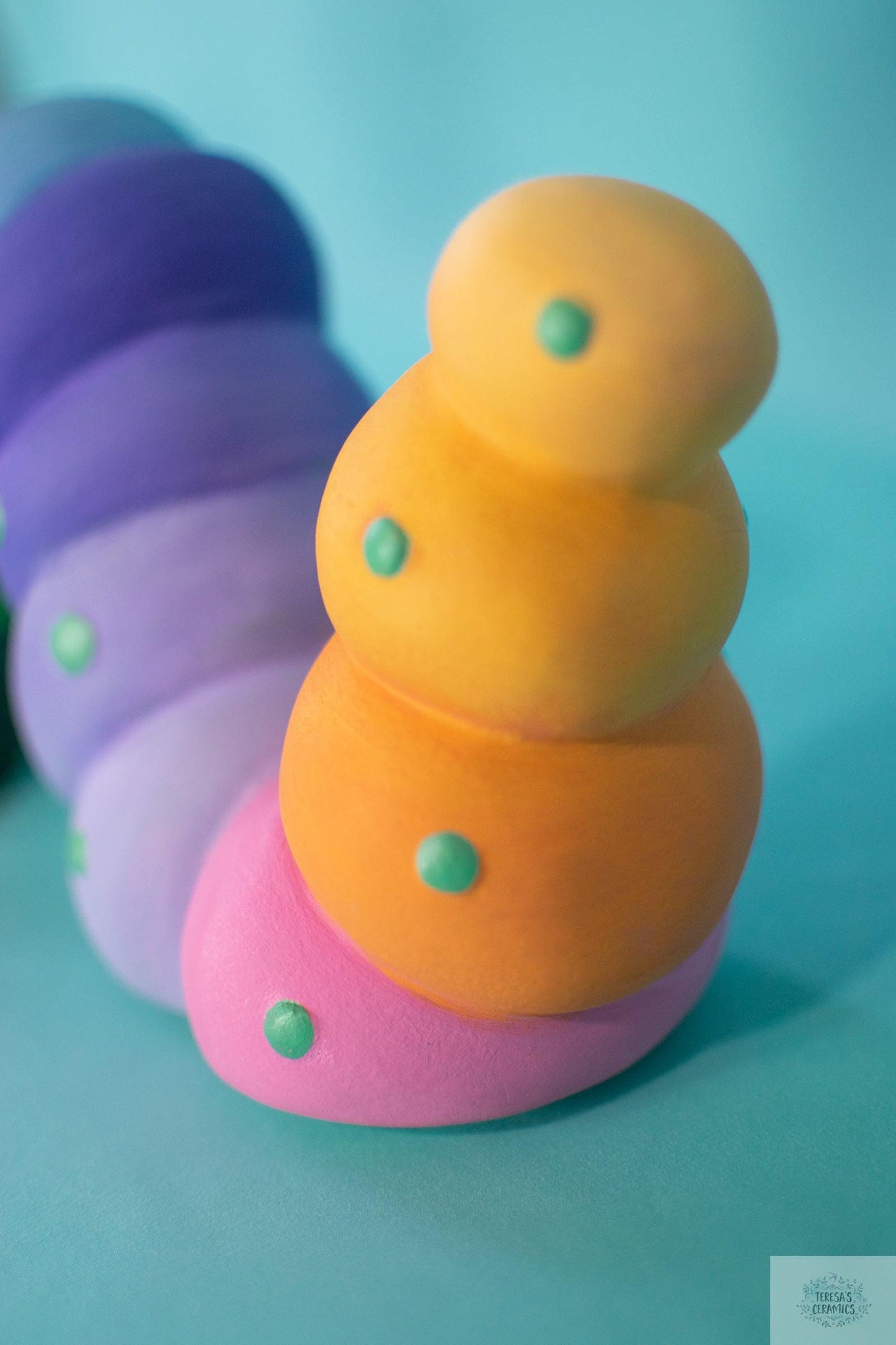 Large Rainbow Wormy | Garden Art Worm - Teresa's Ceramics