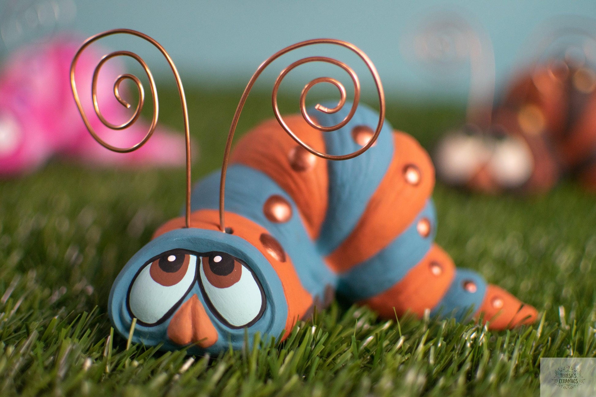 Boho Wormy | Whimsical Garden Worm | Caterpillar Yard Art - Teresa's Ceramics