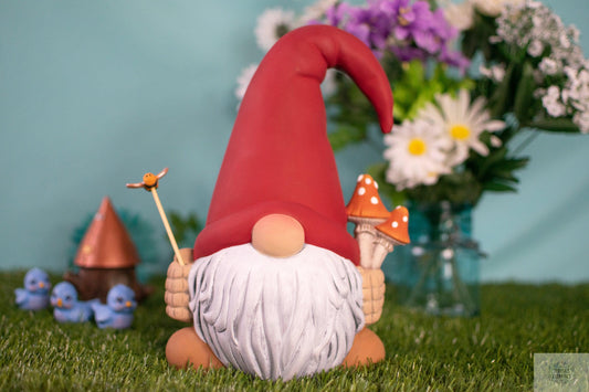Finn The Garden Gnome | Medium Mushroom Gnome | Ceramic Handmade Gnome - Teresa's Ceramics