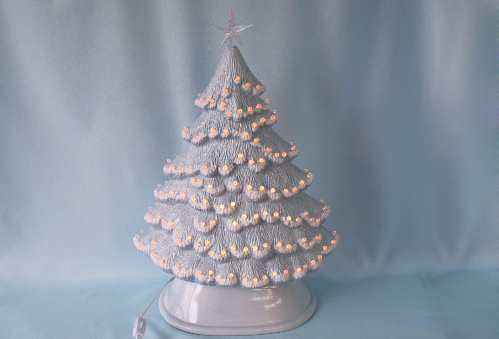 Snowy Christmas Tree | Large Ceramic Light | Windowsill Style - Teresa's Ceramics