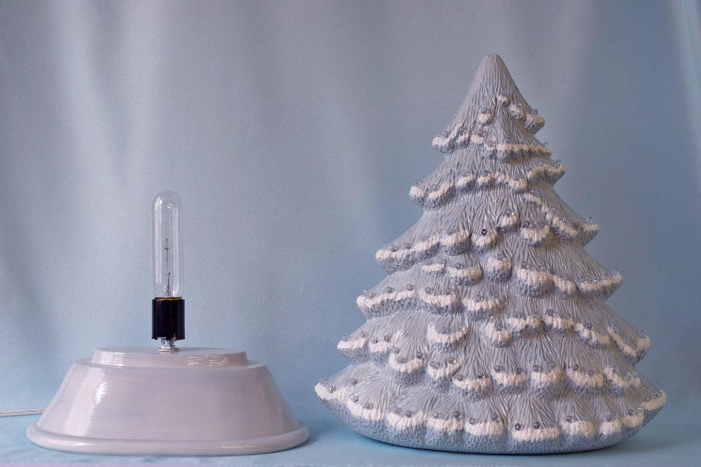 Snowy Christmas Tree | Large Ceramic Light | Windowsill Style - Teresa's Ceramics
