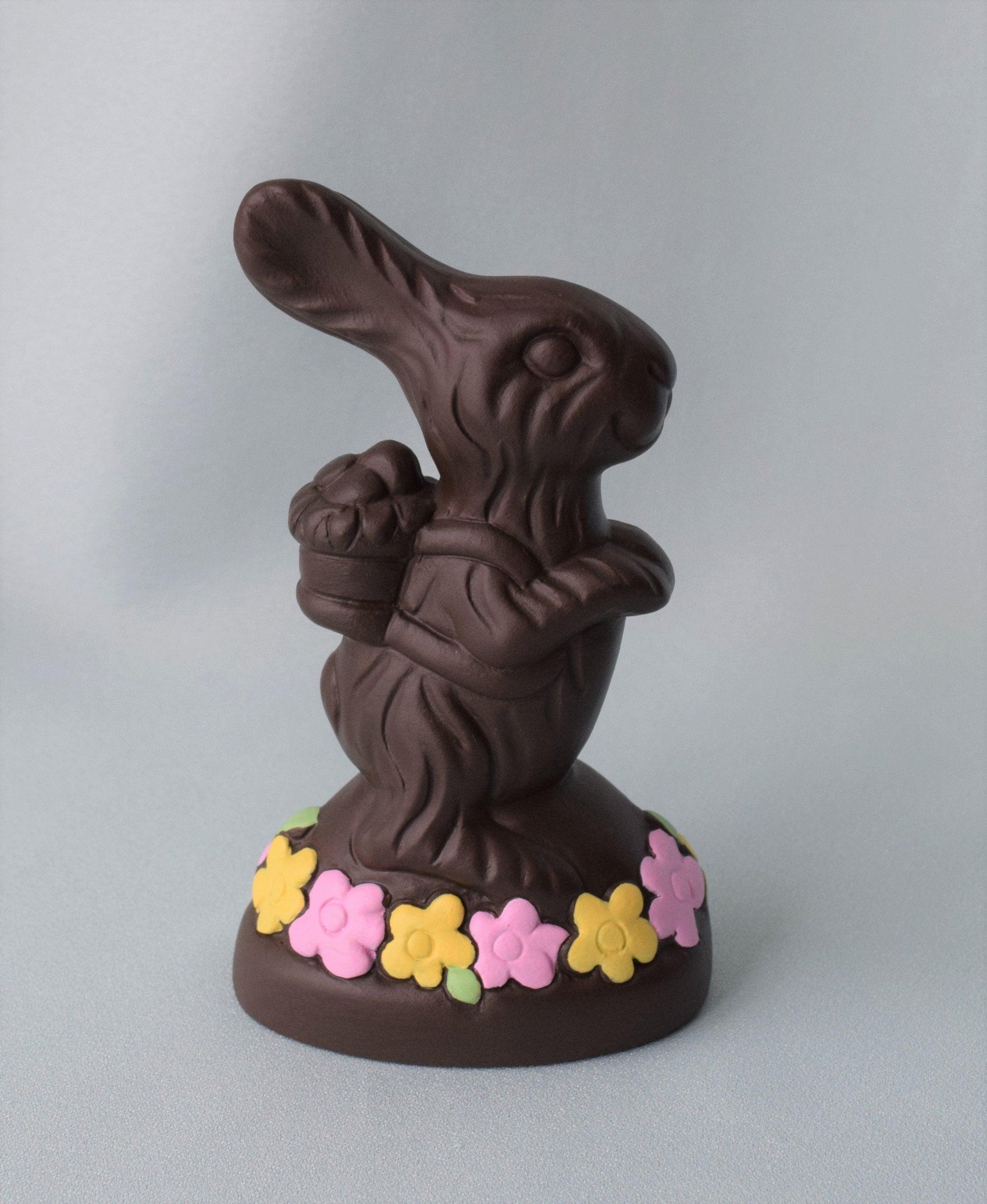 Ceramic Chocolate Bunny - Milk Chocolate or Dark Chocolate - 5 Inches Tall - Teresa's Ceramics