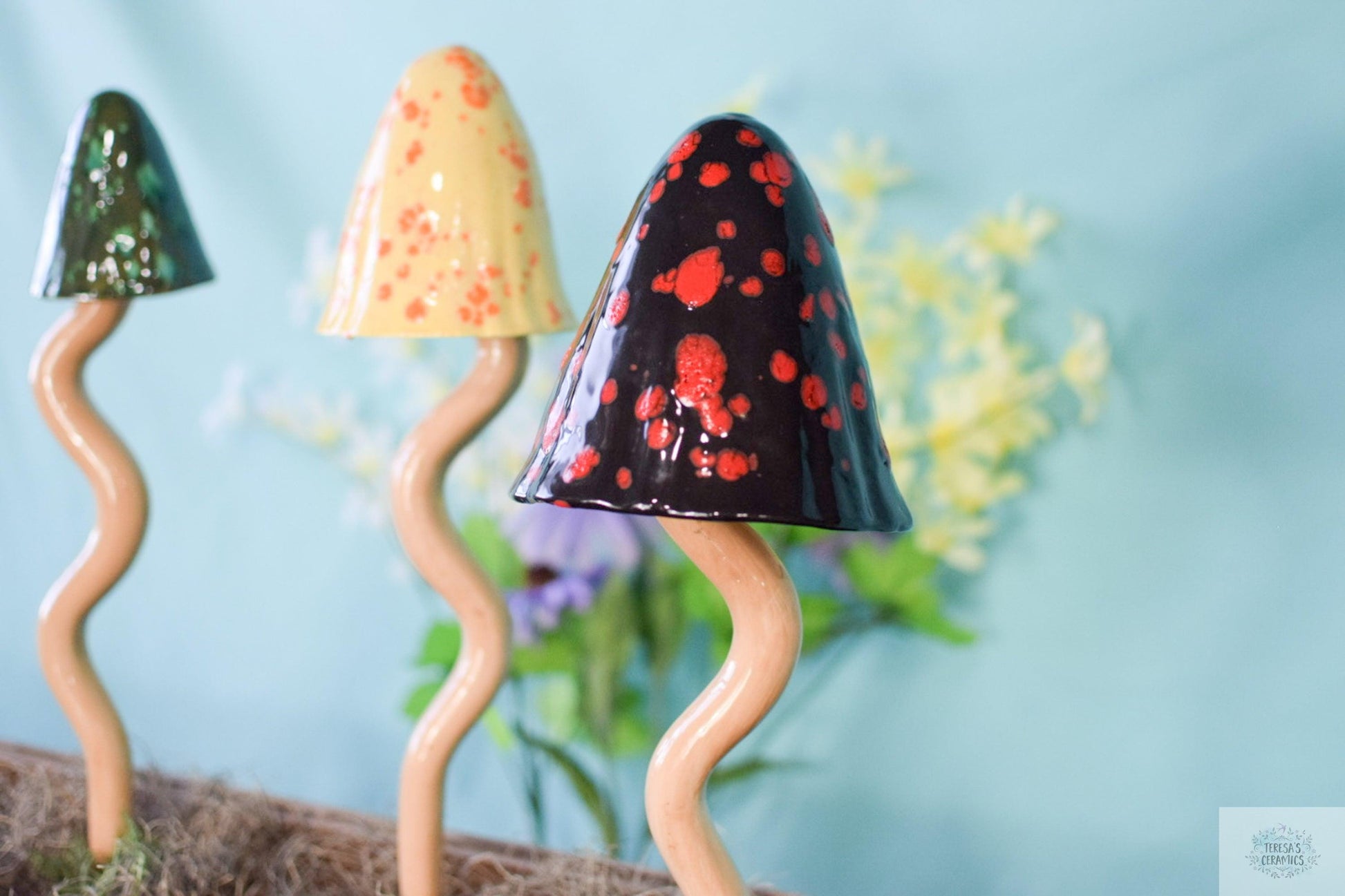 Tall Magic Mushrooms | Ceramic Mushroom Chimes | Mushroom Garden Decor - Teresa's Ceramics
