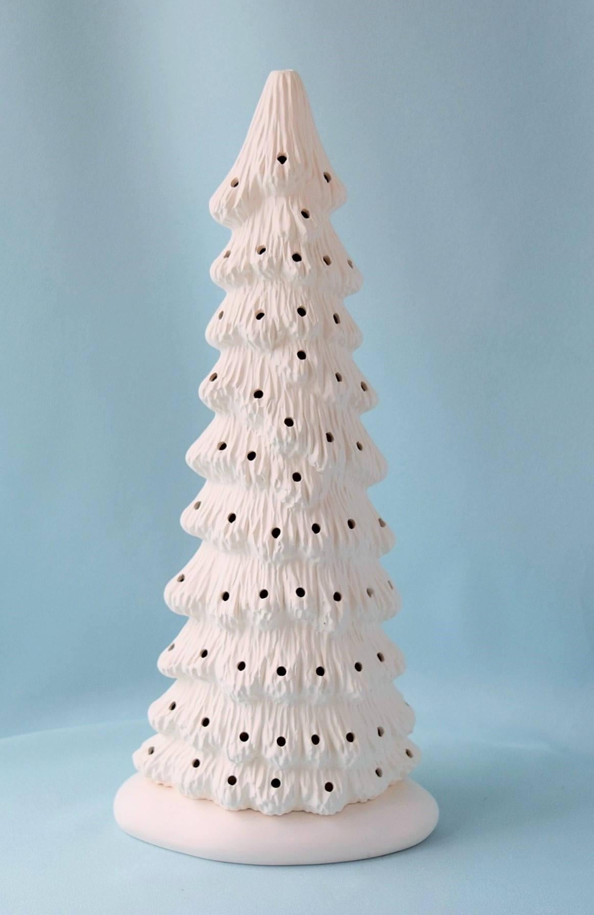 Ceramic Bisque Holiday Village Tree - 13" Tree - DIY - Teresa's Ceramics