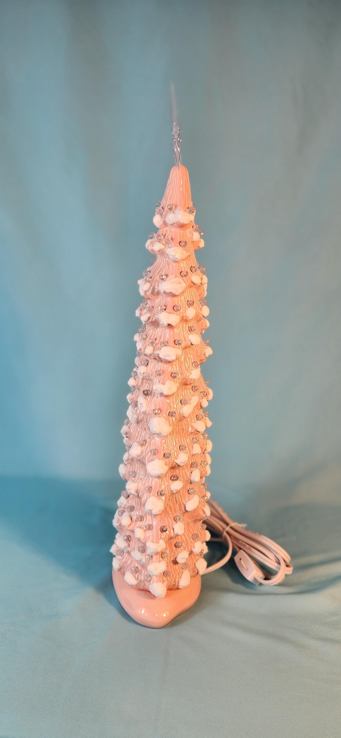 Pink Ceramic Christmas Tree | Slim Style | Snowy Pine | Free Shipping