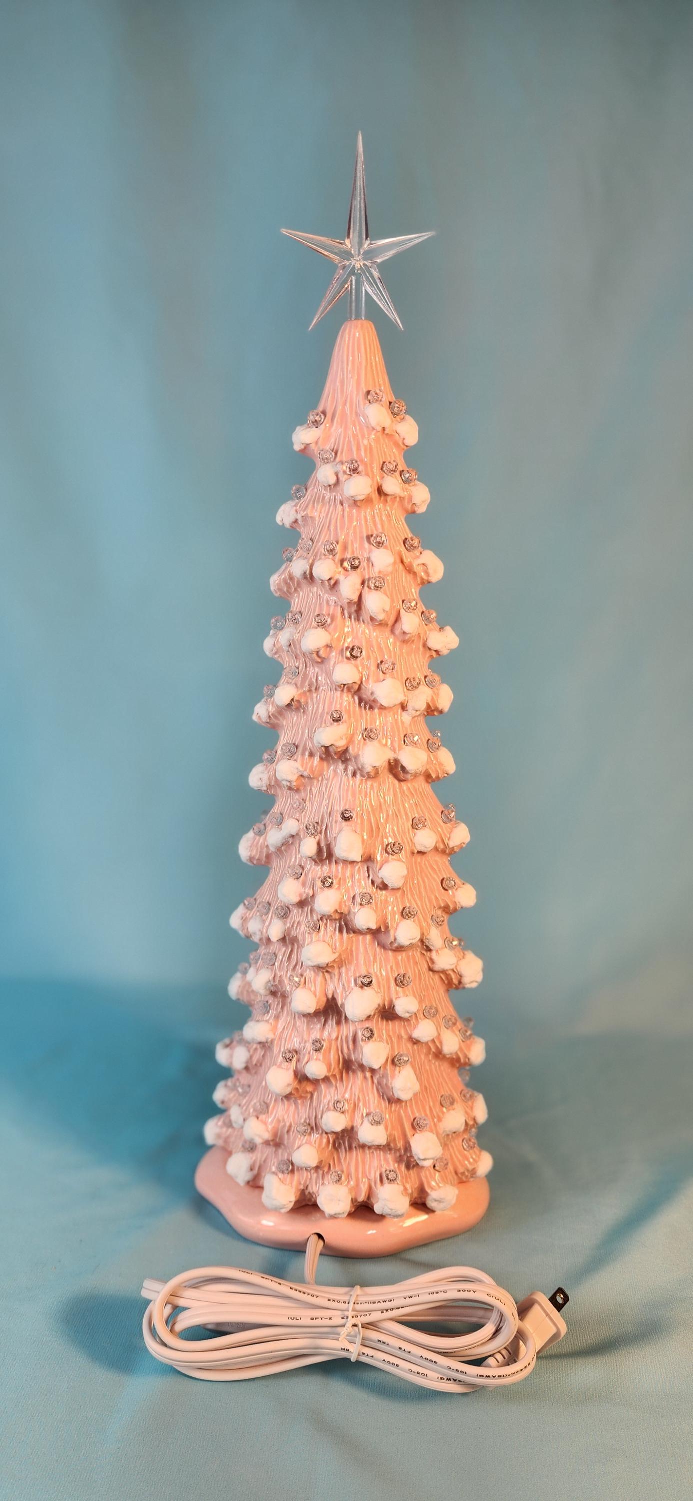 Pink Ceramic Christmas Tree | Slim Style | Snowy Pine | Free Shipping
