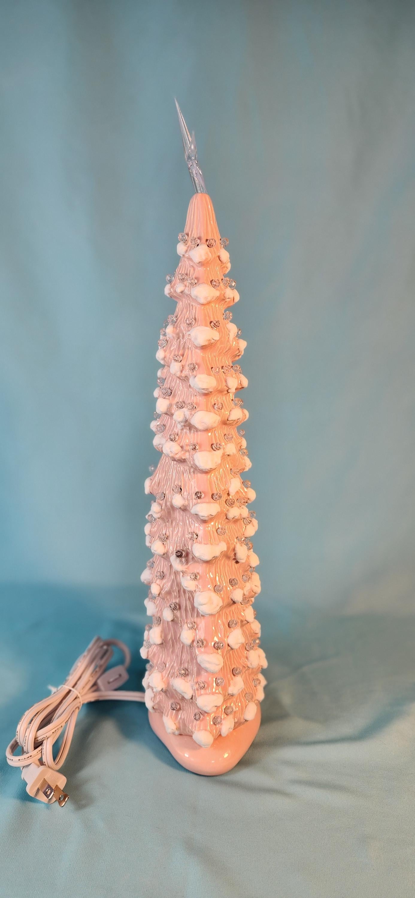 Pink Ceramic Christmas Tree | Slim Style | Snowy Pine | Free Shipping
