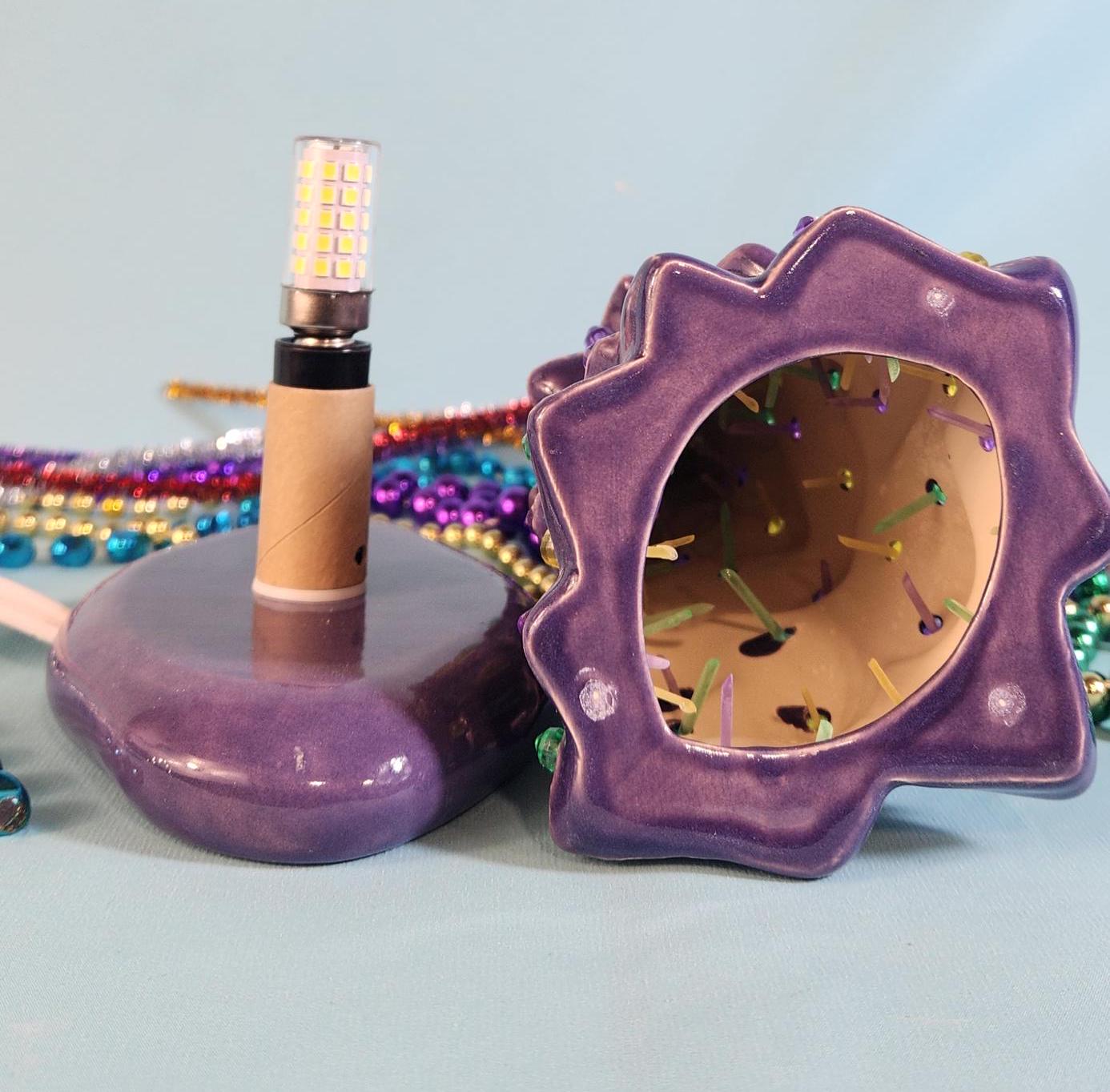 Mardis Gras Themed Ceramic Lighted Tree | Beautiful Wispy Style Pine | 3 Different Sizes - Teresa's Ceramics