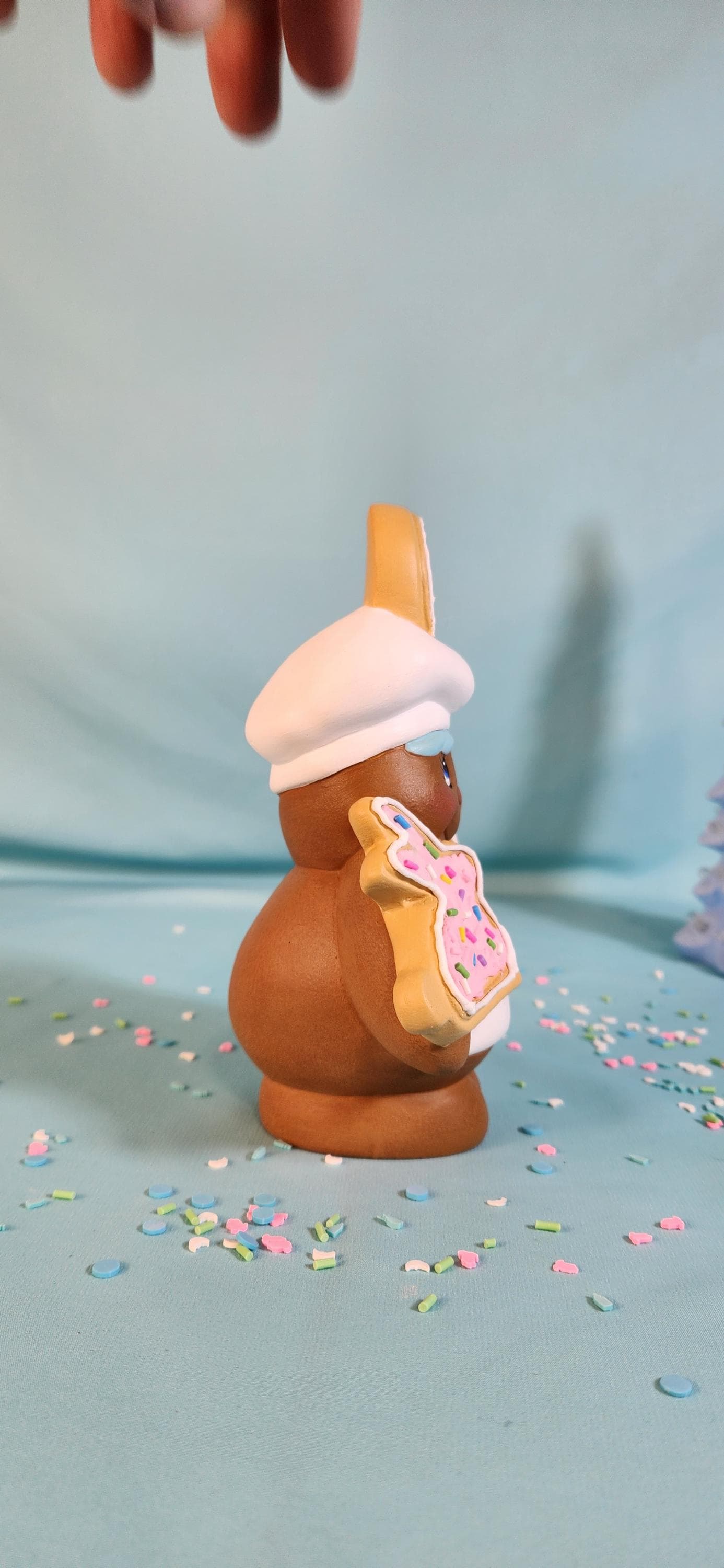 Easter Ceramic Gingerbread Baker Figurine: Festive Cookie Chef with Bunny & Carrot Decoration
