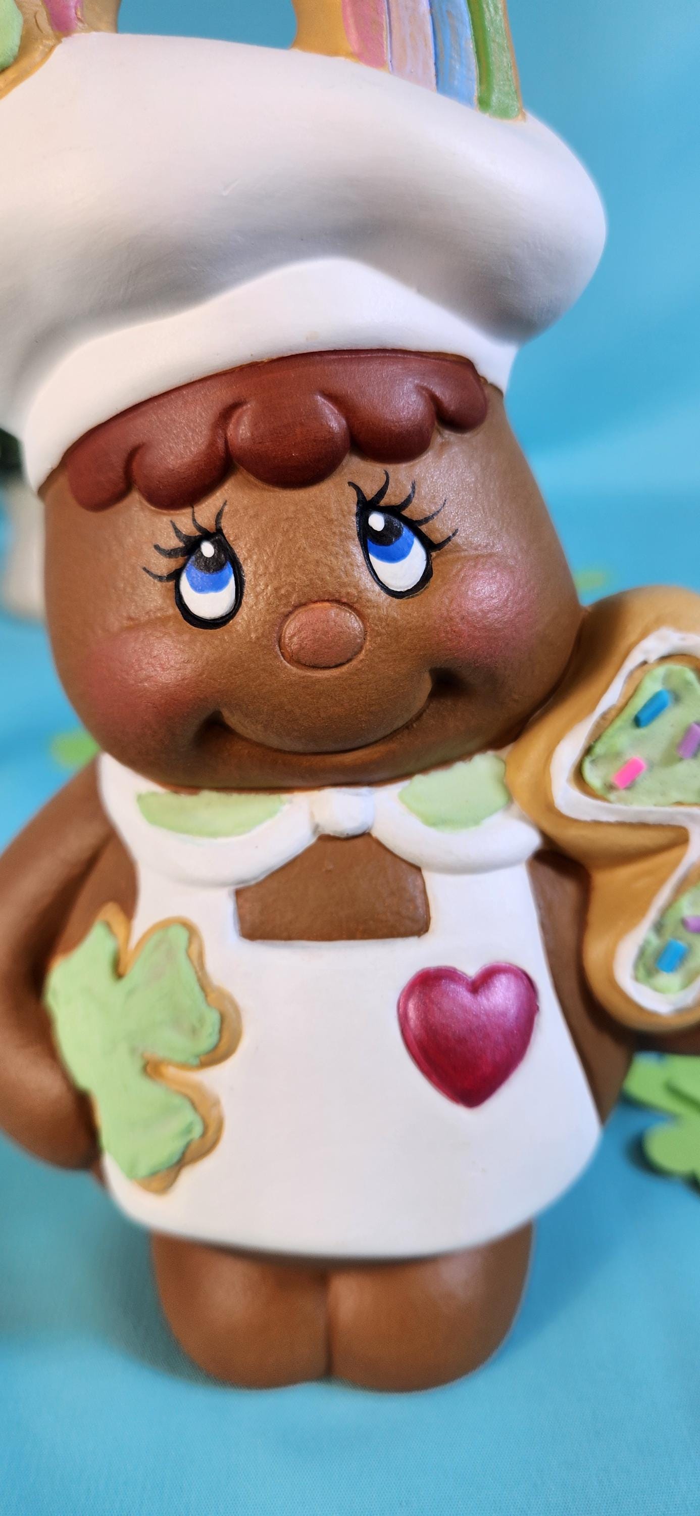St. Patrick's Day Gingerbread Baker | Gift For Baker | Rainbow and Clover - Teresa's Ceramics