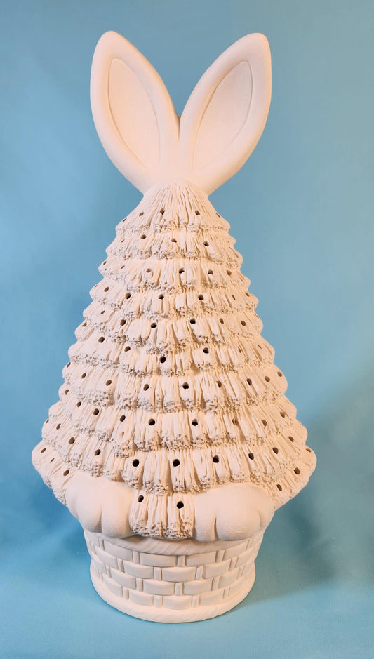 Large unpainted bisque easter bunny accent tree illuminated