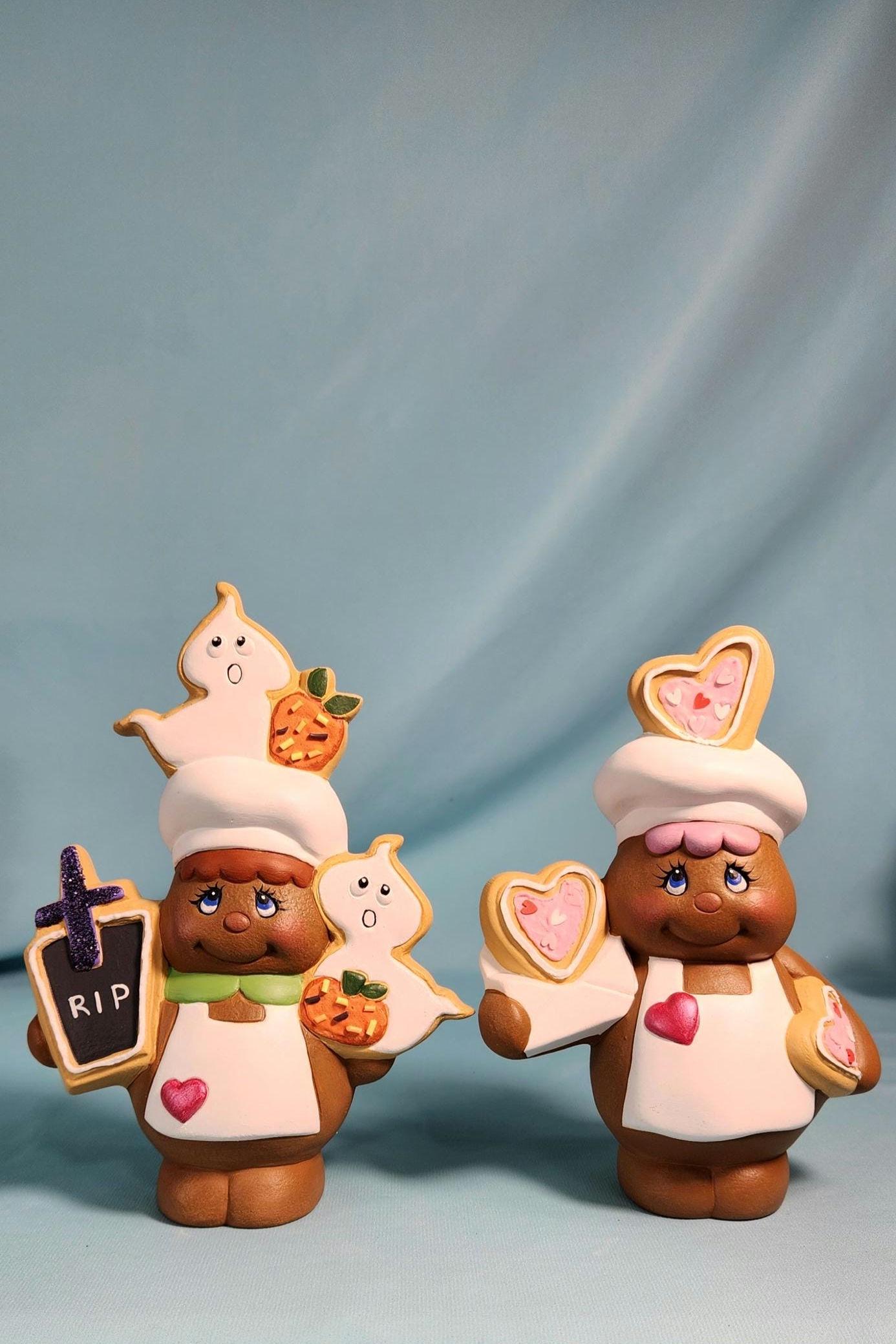 Set of 11 Christmas Gingerbread Bakers | Holiday Home Decor | Gingerbread Cookie People - Teresa's Ceramics