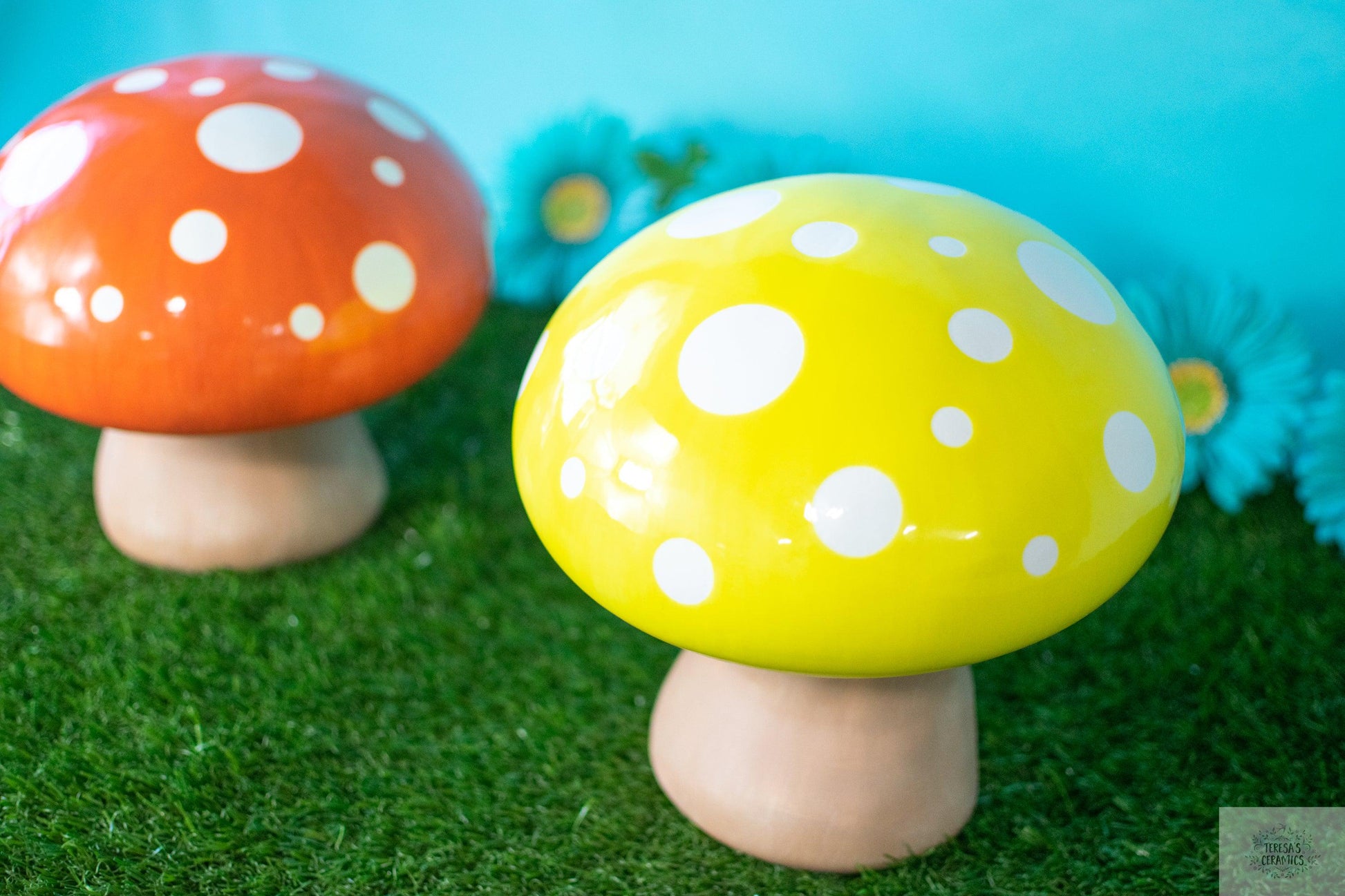 Jumbo Mushroom Art | Mushroom Garden Statue | Handmade Ceramic Art - Teresa's Ceramics