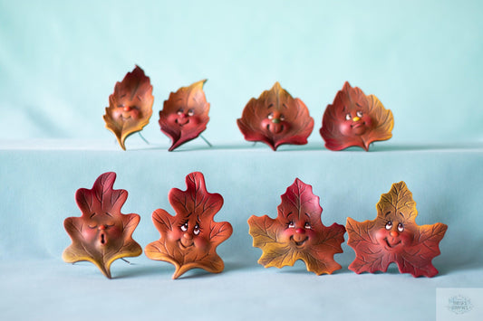 Fall Leaves | Set of 8 | Autumn Leaf Set - Teresa's Ceramics
