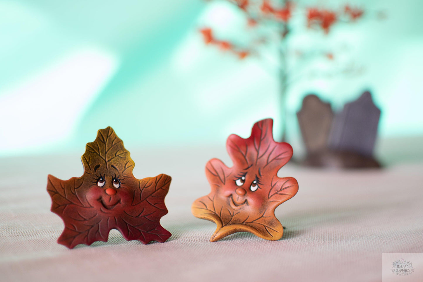 Fall Leaves | Set of 8 | Autumn Leaf Set - Teresa's Ceramics