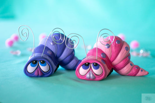 Valentine Wormy | Ceramic Caterpillar | Pink Ceramic Decor - Teresa's Ceramics