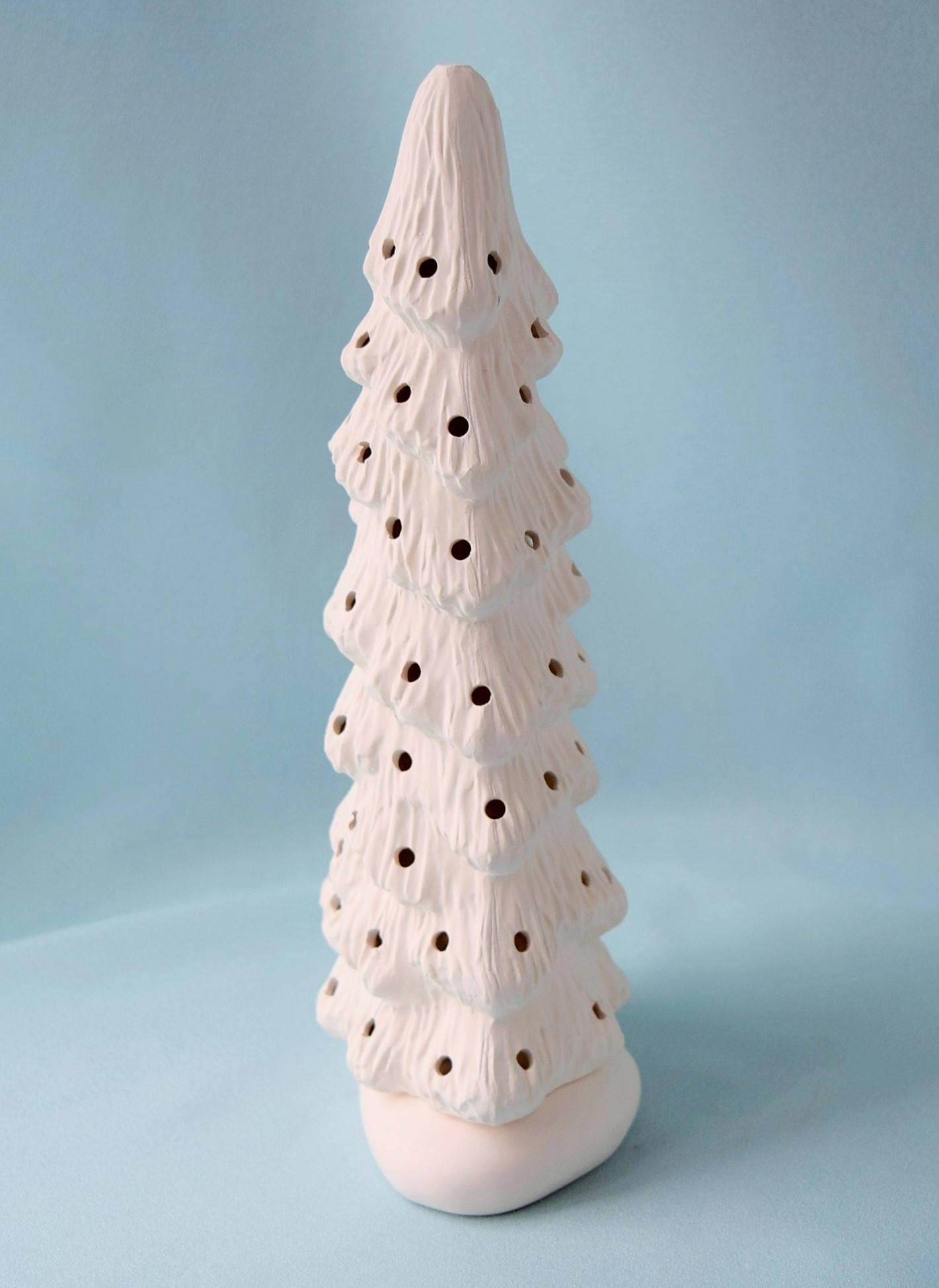Ceramic Christmas tree in bisque - Slim Christmas Tree - 9 inches tall -  Tree - Ready to paint - Painting project - DIY ceramics - Teresa's Ceramics