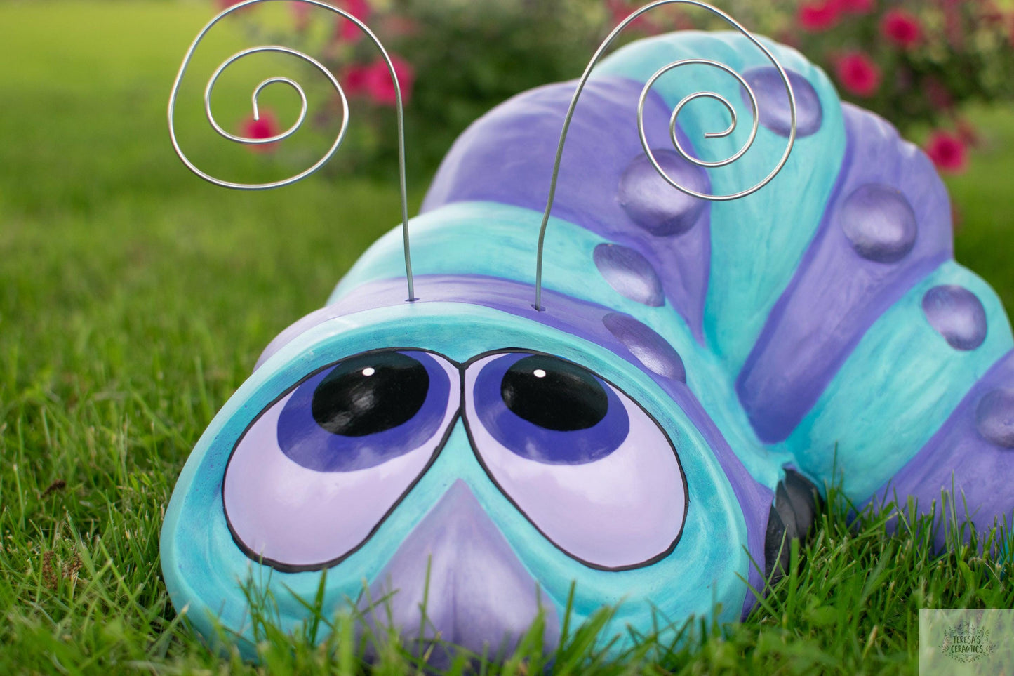 Giant Garden Wormy | Garden Worm Statue | Ceramic Patio Statue - Teresa's Ceramics