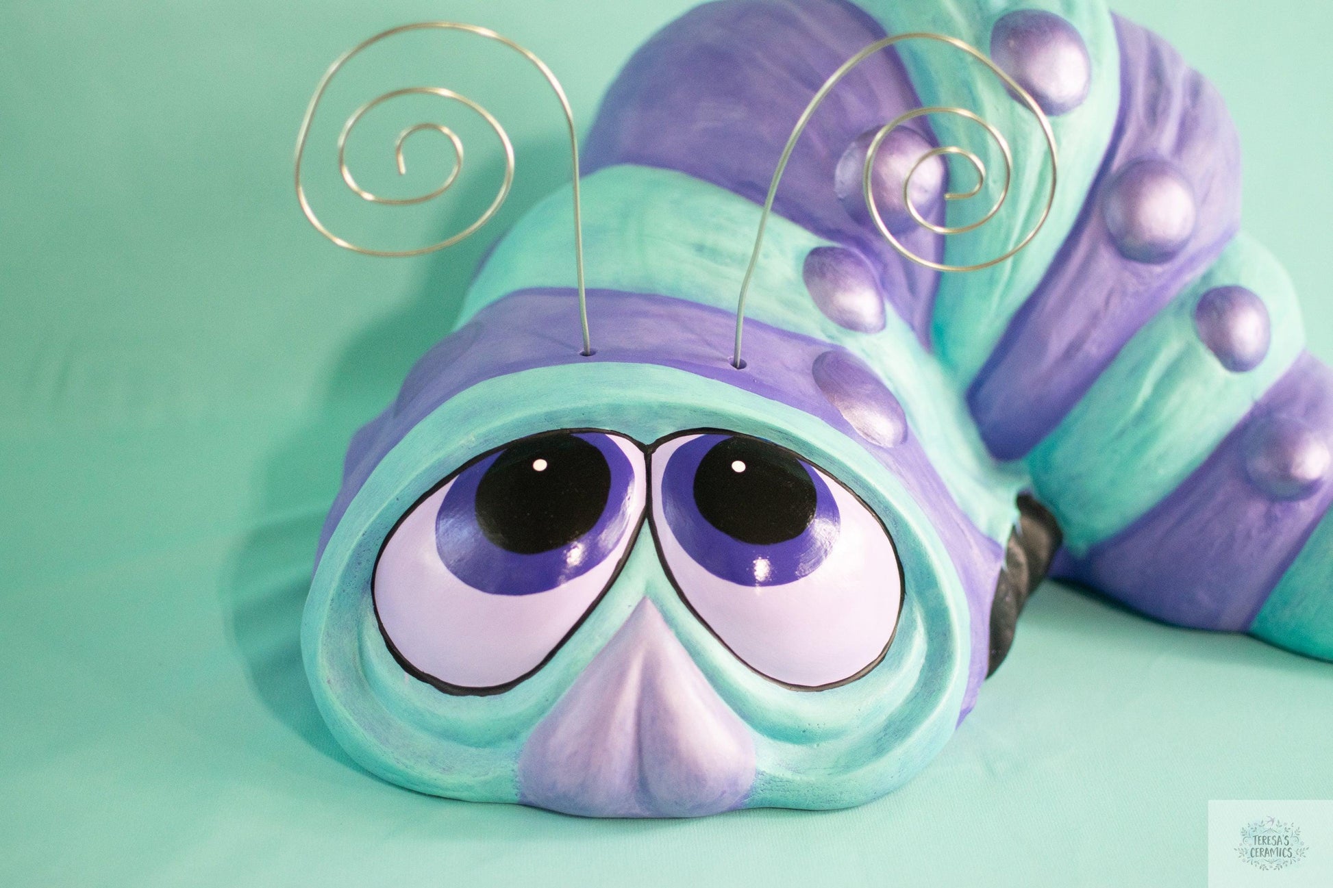 Giant Garden Wormy | Garden Worm Statue | Ceramic Patio Statue - Teresa's Ceramics