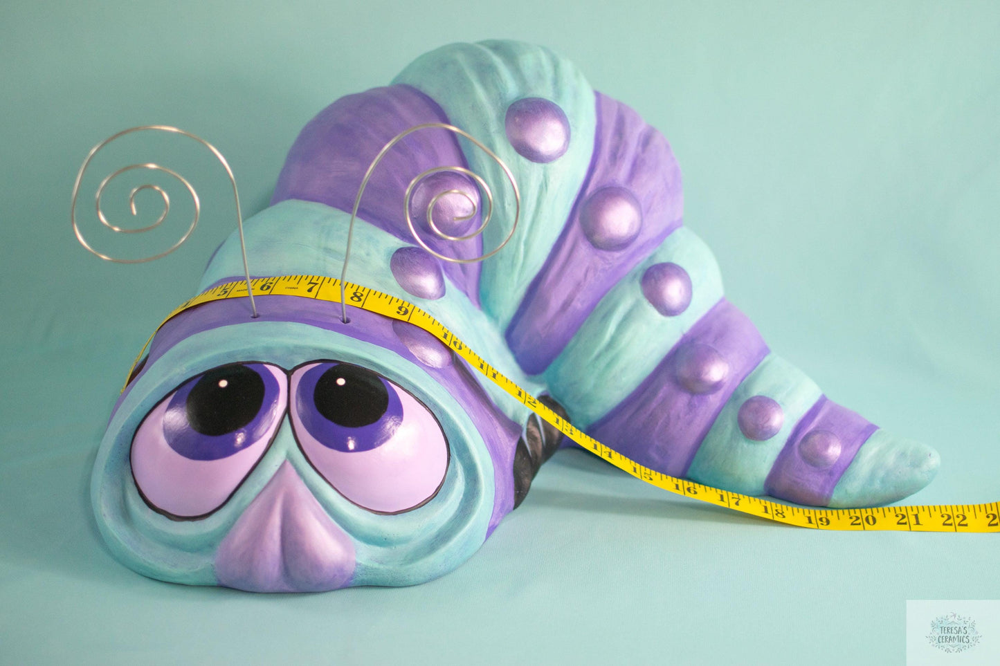 Giant Garden Wormy | Garden Worm Statue | Ceramic Patio Statue - Teresa's Ceramics