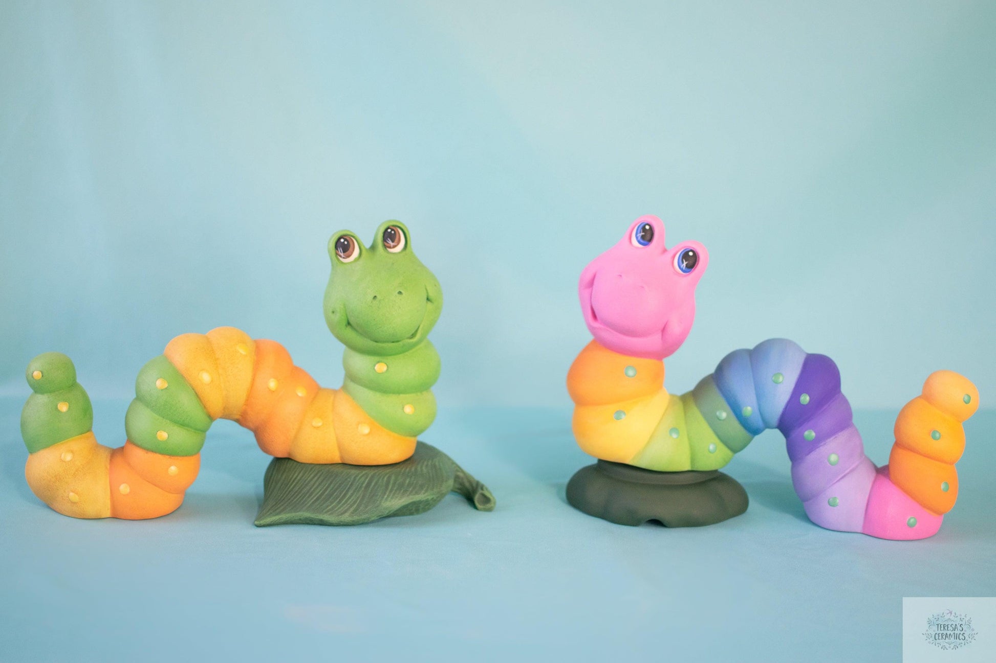 Large Rainbow Wormy | Garden Art Worm - Teresa's Ceramics