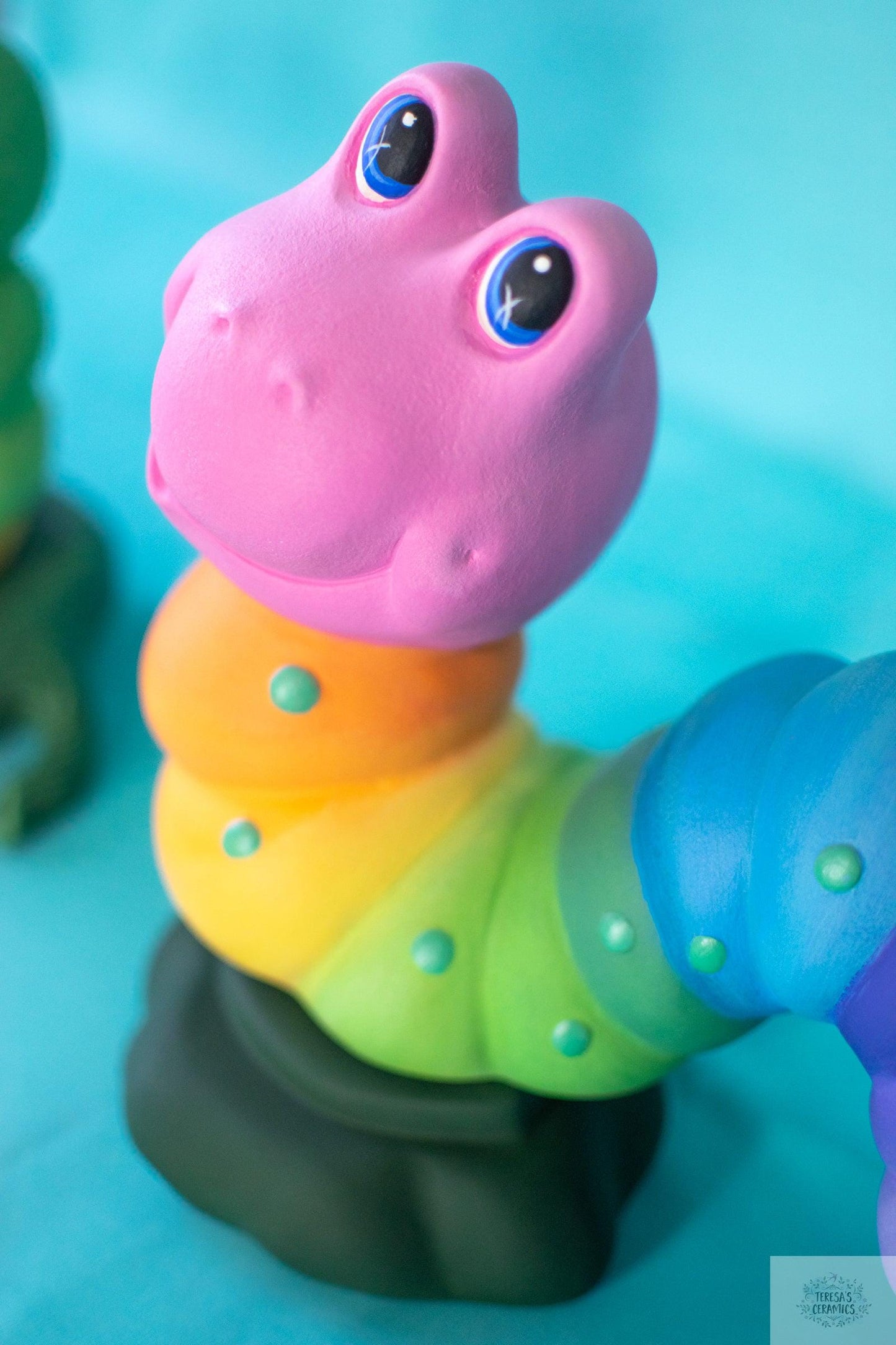 Large Rainbow Wormy | Garden Art Worm - Teresa's Ceramics