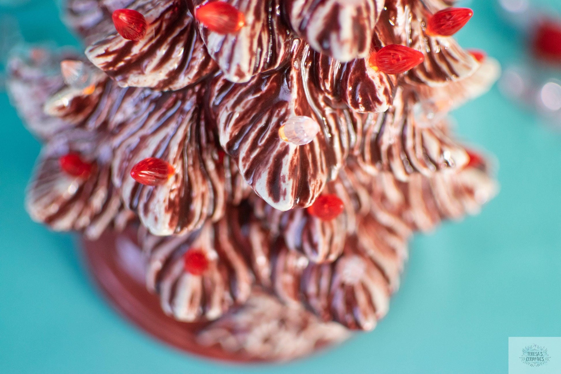 Valentine Tree | Ceramic Tree Light | Red Striped Tree - Teresa's Ceramics