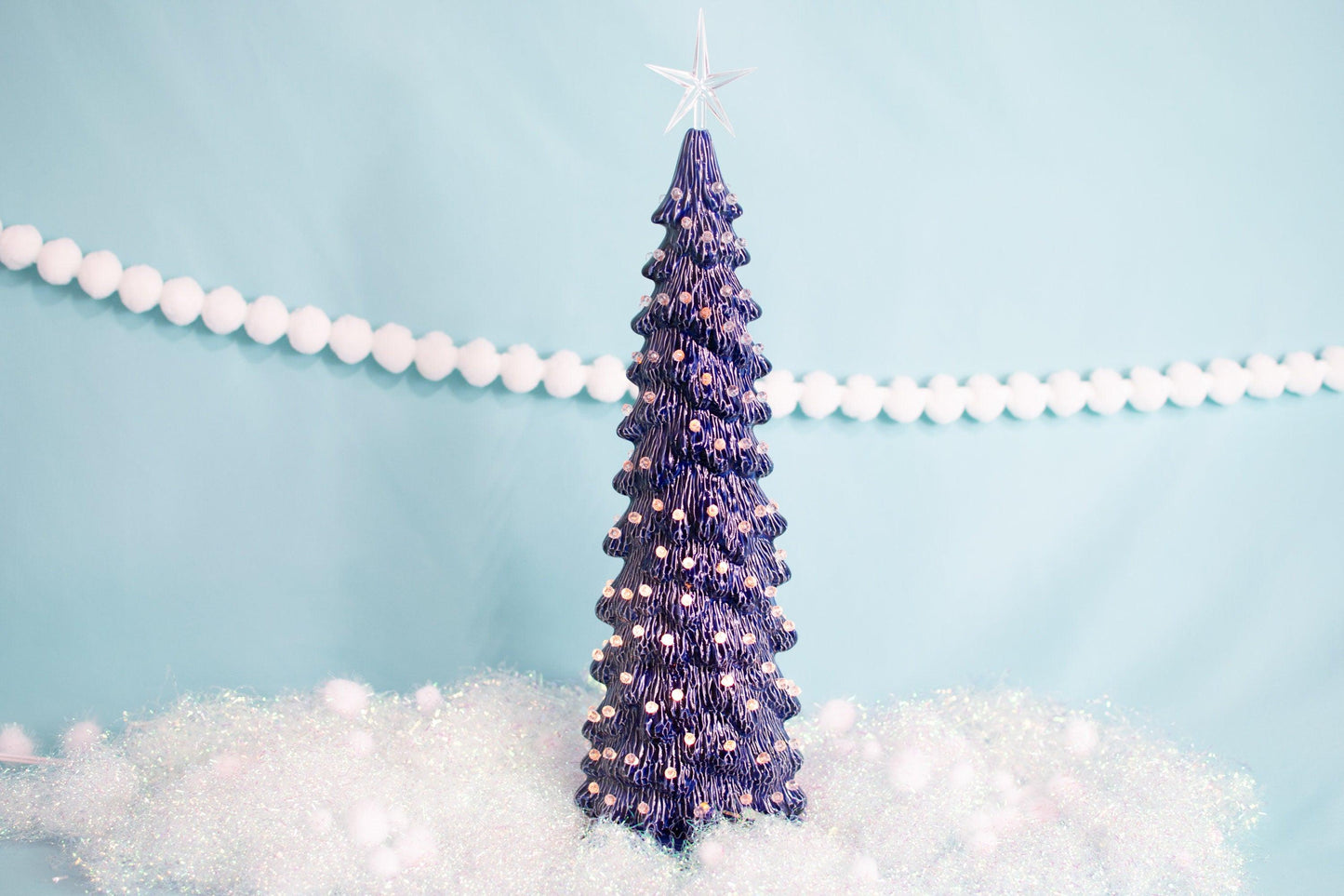 Extra Large Slim Ceramic Lighted Christmas Tree Windowsill Centerpiece - Vintage Inspired Holiday Decor - Teresa's Ceramics
