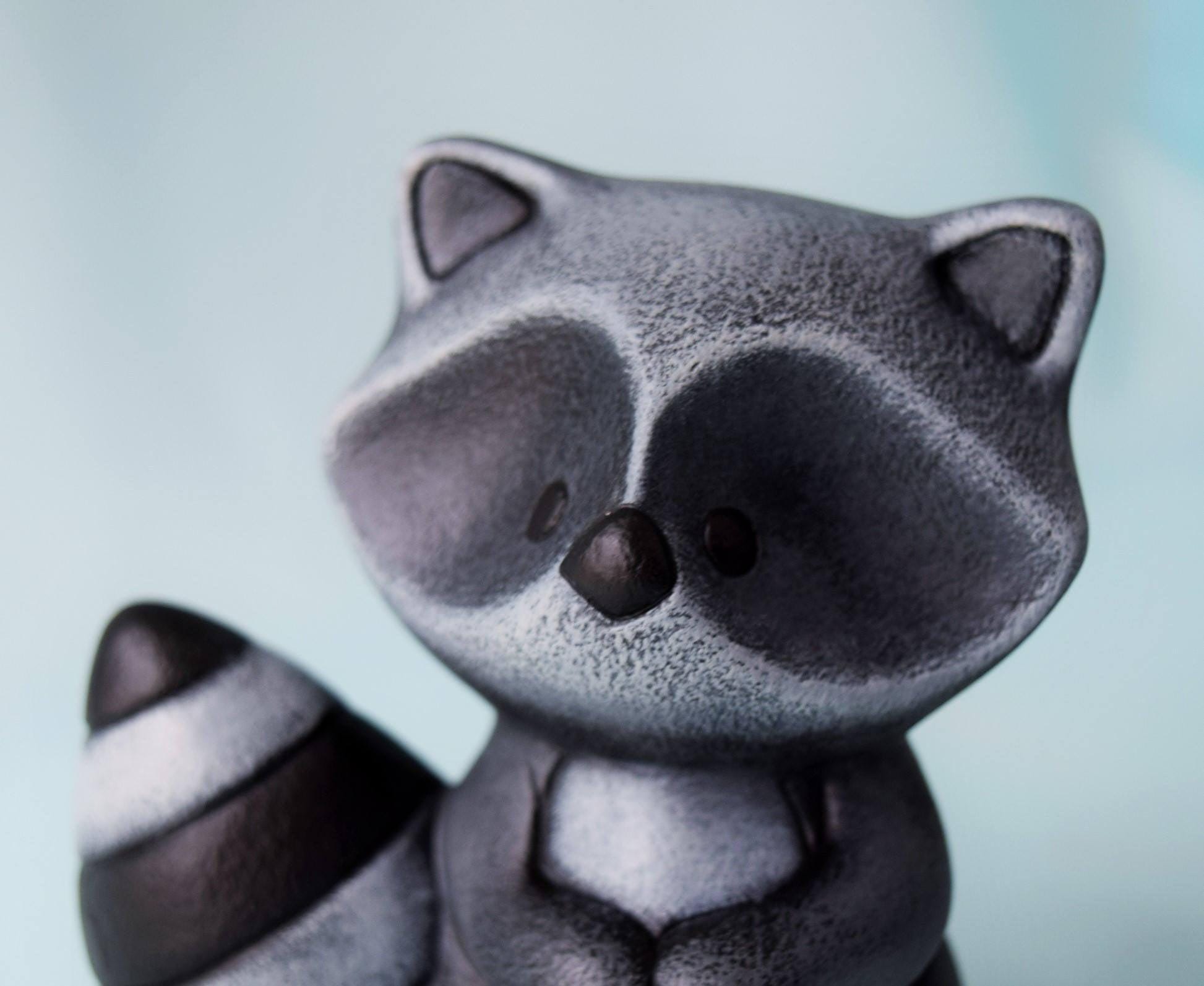 Ceramic Raccoon | Woodland Nursery | Cake Topper - Teresa's Ceramics