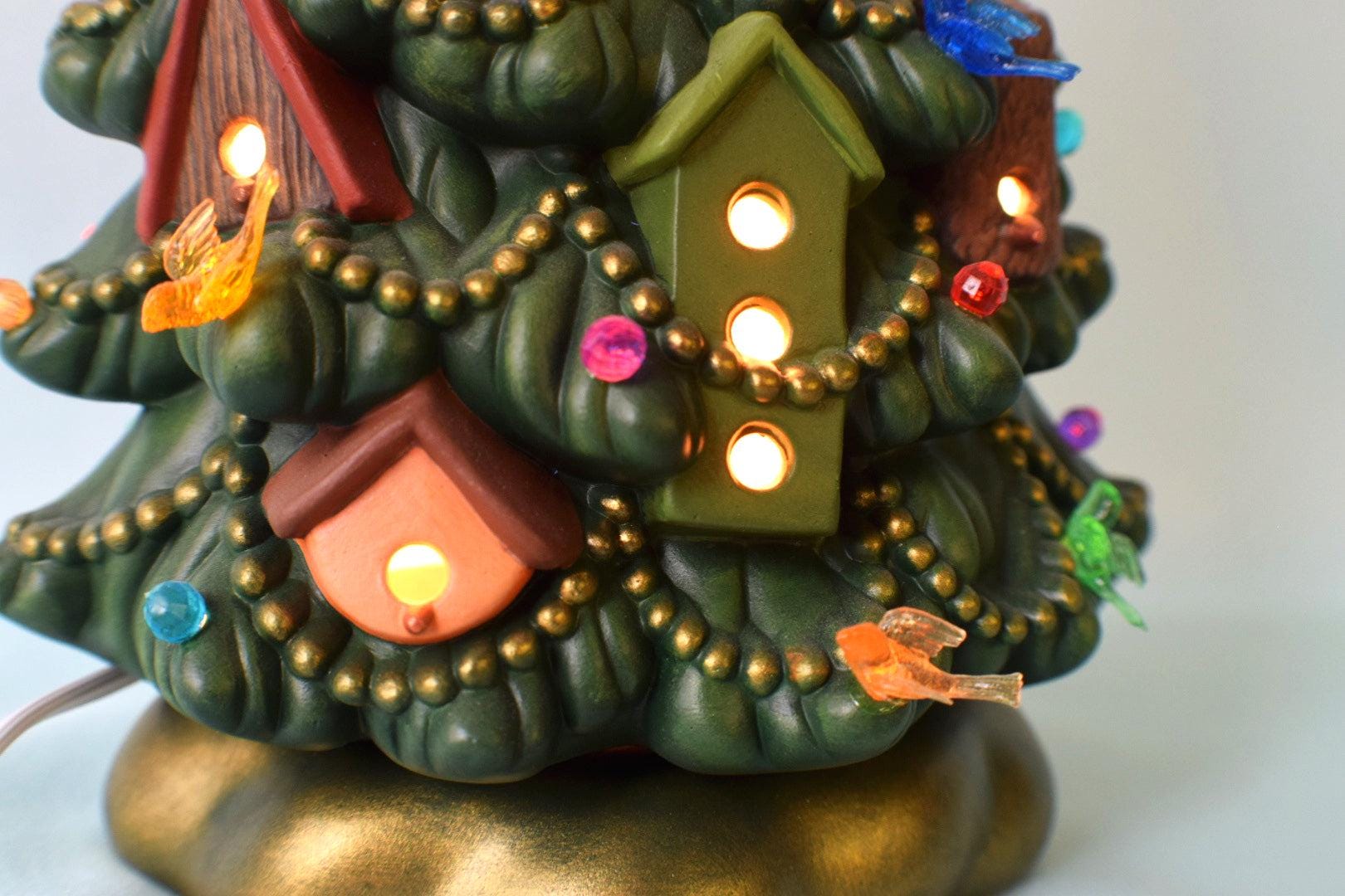 Ceramic Christmas Tree | Birdhouse Style | 12" Height | Lights Up! - Teresa's Ceramics