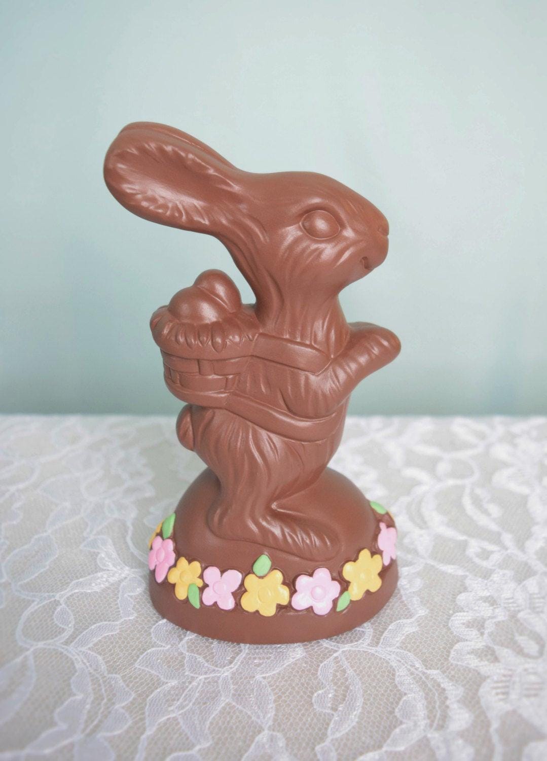 Ceramic Chocolate Bunny - Milk Chocolate or Dark Chocolate - 5 Inches Tall - Teresa's Ceramics