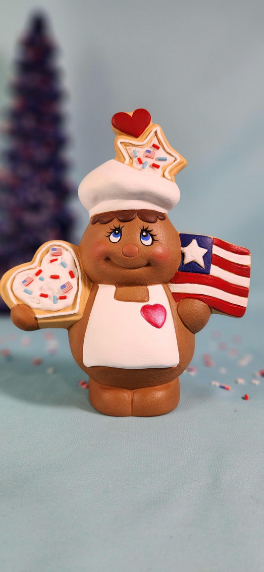 4th of July Gingerbread Baker | Free Shipping | 4th of July Holiday Home Decor - Teresa's Ceramics